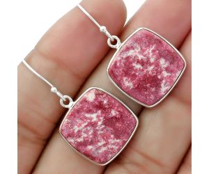 Natural Pink Thulite - Norway Earrings SDE61850 E-1001, 18x18 mm