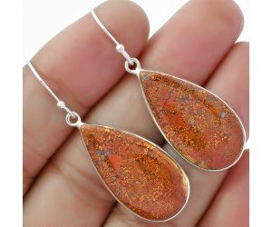 Natural Red Moss Agate Earrings SDE61856 E-1001, 14x28 mm