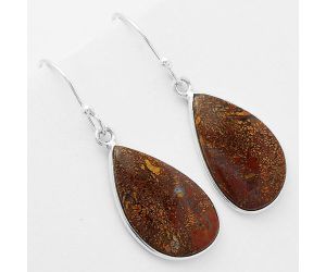 Natural Red Moss Agate Earrings SDE61866 E-1001, 12x20 mm