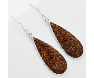 Natural Red Moss Agate Earrings SDE61888 E-1001, 12x29 mm