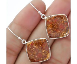 Natural Red Moss Agate Earrings SDE61889 E-1001, 17x17 mm