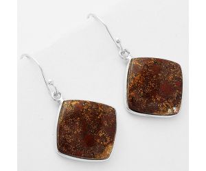 Natural Red Moss Agate Earrings SDE61889 E-1001, 17x17 mm