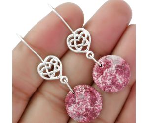 Celtic - Natural Pink Thulite - Norway Earrings SDE61903 E-1213, 16x16 mm