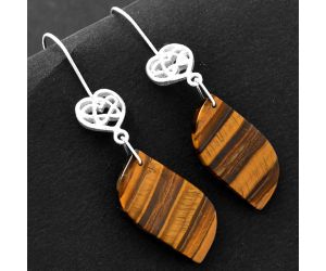 Celtic - Natural Tiger Eye - Africa Earrings SDE61904 E-1213, 14x28 mm