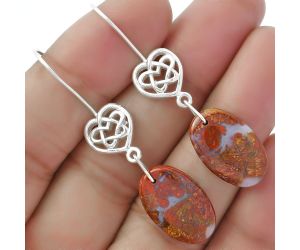 Celtic - Natural Red Moss Agate Earrings SDE61909 E-1213, 12x19 mm