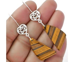 Celtic - Natural Tiger Eye - Africa Earrings SDE61910 E-1213, 15x30 mm