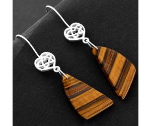 Celtic - Natural Tiger Eye - Africa Earrings SDE61910 E-1213, 15x30 mm