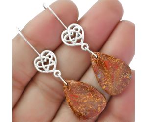 Celtic - Natural Red Moss Agate Earrings SDE61913 E-1213, 16x22 mm