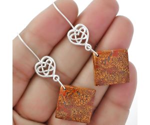 Celtic - Natural Red Moss Agate Earrings SDE61914 E-1213, 17x17 mm