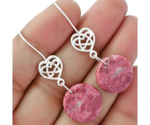 Celtic - Natural Pink Thulite - Norway Earrings SDE61918 E-1213, 17x17 mm