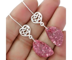 Celtic - Natural Pink Thulite - Norway Earrings SDE61919 E-1213, 13x21 mm