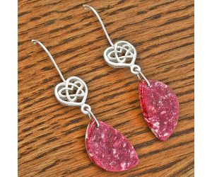 Celtic - Natural Pink Thulite - Norway Earrings SDE61919 E-1213, 13x21 mm