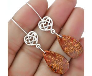 Celtic - Natural Red Moss Agate Earrings SDE61921 E-1213, 13x23 mm