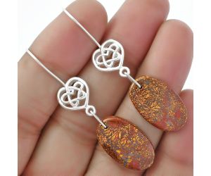 Celtic - Natural Red Moss Agate Earrings SDE61925 E-1213, 13x21 mm