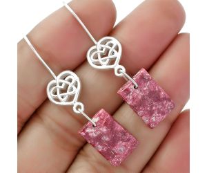 Celtic - Natural Pink Thulite - Norway Earrings SDE61928 E-1213, 10x15 mm