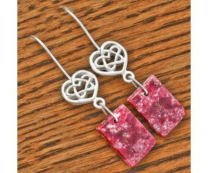 Celtic - Natural Pink Thulite - Norway Earrings SDE61928 E-1213, 10x15 mm