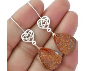 Celtic - Natural Red Moss Agate Earrings SDE61929 E-1213, 15x22 mm