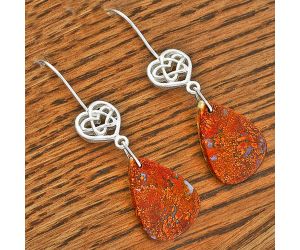 Celtic - Natural Red Moss Agate Earrings SDE61929 E-1213, 15x22 mm