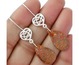 Celtic - Natural Red Moss Agate Earrings SDE61936 E-1213, 12x22 mm