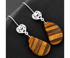 Celtic - Natural Tiger Eye - Africa Earrings SDE61946 E-1213, 16x28 mm