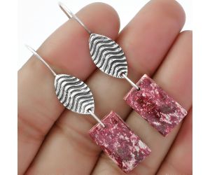 Natural Pink Thulite - Norway Earrings SDE61955 E-1203, 10x18 mm