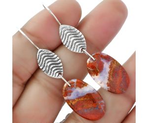 Natural Red Moss Agate Earrings SDE61968 E-1203, 13x22 mm