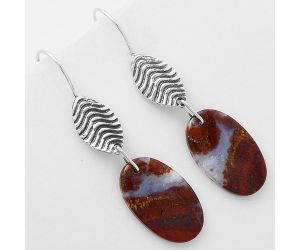 Natural Red Moss Agate Earrings SDE61968 E-1203, 13x22 mm