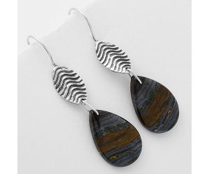 Natural Iron Tiger Eye Earrings SDE61971 E-1203, 15x23 mm