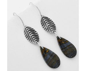 Natural Iron Tiger Eye Earrings SDE61975 E-1203, 10x20 mm