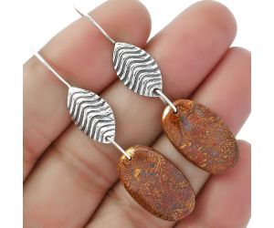 Natural Red Moss Agate Earrings SDE61981 E-1203, 13x22 mm