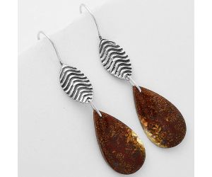 Natural Red Moss Agate Earrings SDE61982 E-1203, 14x25 mm