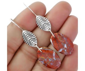 Natural Red Moss Agate Earrings SDE61989 E-1203, 14x22 mm