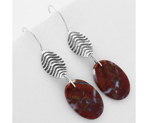 Natural Red Moss Agate Earrings SDE61989 E-1203, 14x22 mm