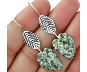 Valentine Gift Heart Natural Dioptase Earrings SDE61990 E-1203, 14x20 mm