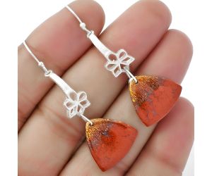 Natural Red Moss Agate Earrings SDE62004 E-1205, 17x17 mm