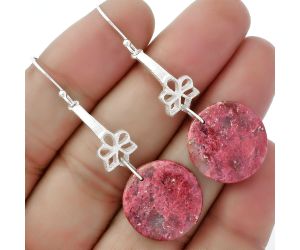 Natural Pink Thulite - Norway Earrings SDE62012 E-1205, 18x18 mm