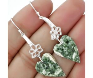 Valentine Gift Heart Natural Dioptase Earrings SDE62018 E-1205, 14x20 mm