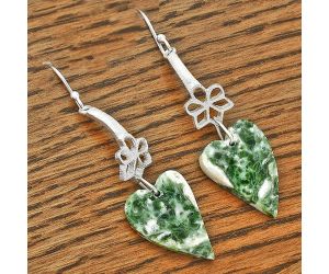 Valentine Gift Heart Natural Dioptase Earrings SDE62018 E-1205, 14x20 mm