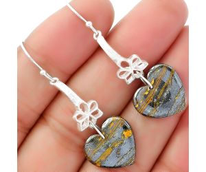 Valentine Gift Heart Natural Iron Tiger Eye Earrings SDE62036 E-1205, 15x16 mm