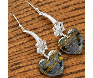 Valentine Gift Heart Natural Iron Tiger Eye Earrings SDE62036 E-1205, 15x16 mm