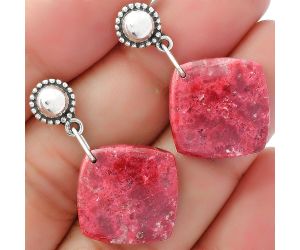 Natural Pink Thulite - Norway Earrings SDE62116 E-1227, 17x17 mm