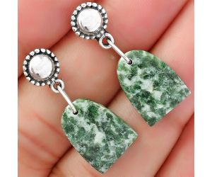 Natural Dioptase Earrings SDE62120 E-1227, 11x15 mm