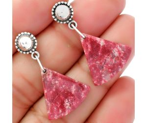 Natural Pink Thulite - Norway Earrings SDE62127 E-1227, 18x19 mm