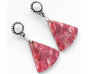 Natural Pink Thulite - Norway Earrings SDE62127 E-1227, 18x19 mm