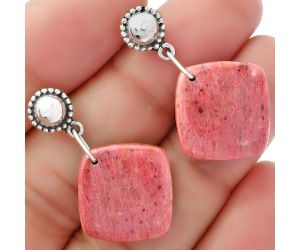 Natural Pink Tulip Quartz Earrings SDE62134 E-1227, 17x17 mm