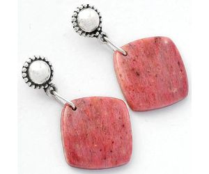 Natural Pink Tulip Quartz Earrings SDE62134 E-1227, 17x17 mm