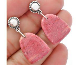 Natural Pink Tulip Quartz Earrings SDE62135 E-1227, 15x19 mm