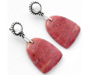Natural Pink Tulip Quartz Earrings SDE62135 E-1227, 15x19 mm