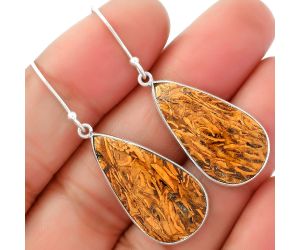 Natural Coquina Fossil Jasper - India Earrings SDE62450 E-1001, 14x26 mm