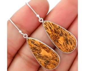 Natural Coquina Fossil Jasper - India Earrings SDE62455 E-1001, 13x26 mm